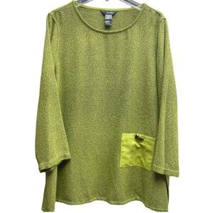 Ali Miles Lime Long Sleeve Top with Pocket